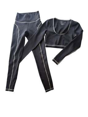 Tan + Lines Sport by Sivan Ayla Contrast Stitch Activewear Set,